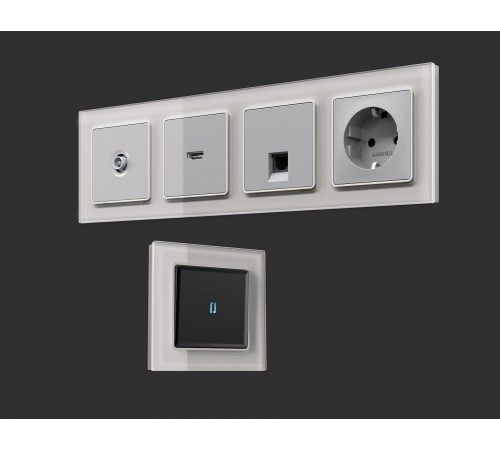 Рамка на 2 поста Ambrella Volt AF330402 Platos Стекло органическое