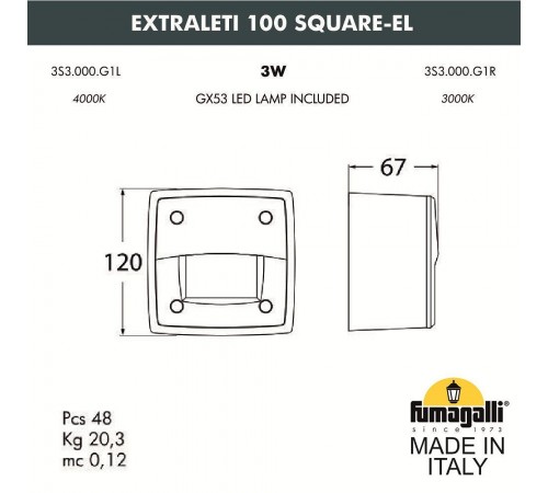 Встраиваемый светильник Fumagalli 3S3.000.000.AYG1L Leti