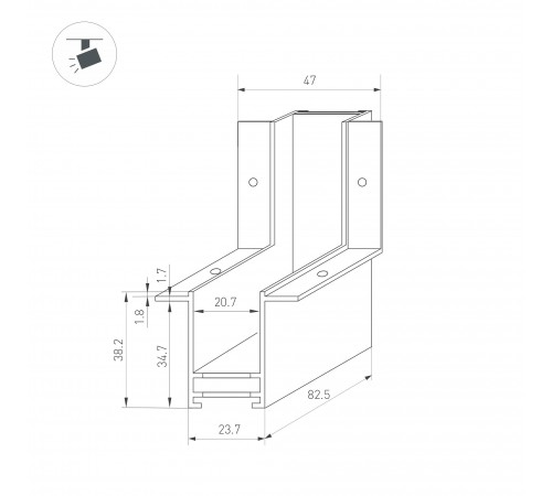 Соединитель угловой L-образный для треков встраиваемых Arlight 034230 MAG-25