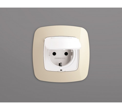 Накладка для розетки влагозащищенной с заземлением и со шторками с крышкой Ambrella Volt OP1280 Quant