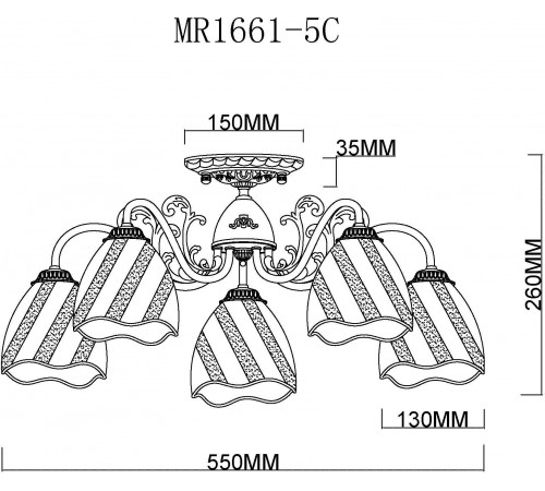 Потолочная люстра MyFar MR1661-5C Nicole