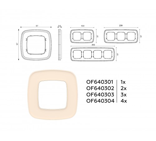 Рамка на 4 поста Ambrella Volt OF640304 Coint