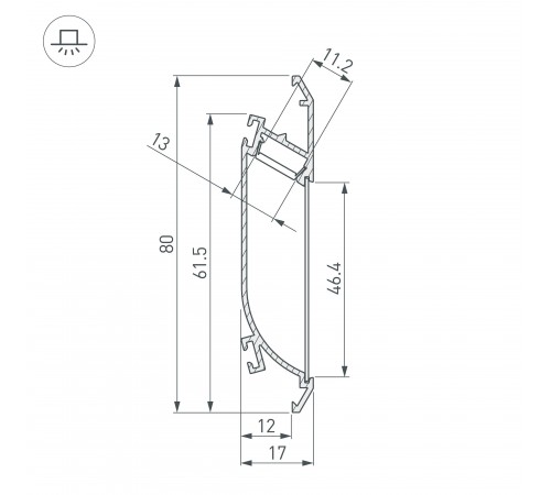 Профиль Arlight 021716 K-WALL-2000 ANOD
