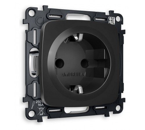 Розетка с заземлением и со шторкой, без рамки Ambrella Volt MO807010 Quant