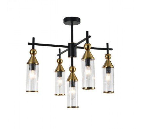 Люстра на штанге Indigo 13037/5R Black Torazzo