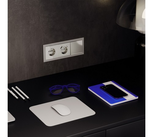 Выключатель проходной одноклавишный с подсветкой без рамки Voltum VLS010404 S70