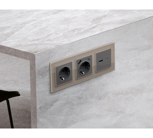 Рамка на 4 поста Ambrella Volt AF380604 Platos Стекло натуральное