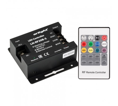 Контроллер-регулятор цвета RGB с пультом ДУ Arlight 018609 LN-RF20