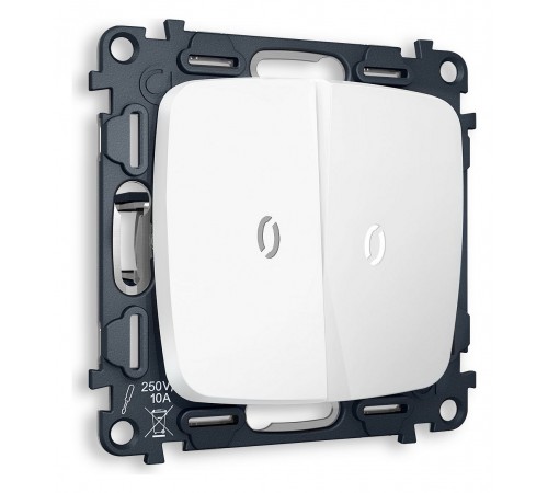 Выключатель двухклавишный с подсветкой без рамки Ambrella Volt MO124015 Quant