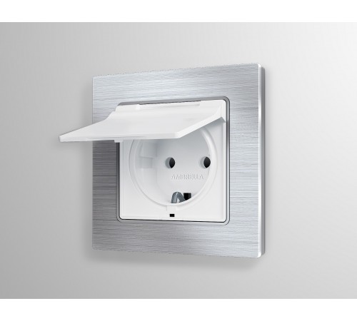 Розетка с заземлением и со шторкой, без рамки с крышкой Ambrella Volt MA128010 Quant