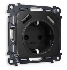 Розетка с заземлением и 2хUSB type A, без рамки Ambrella Volt MO809010 Quant