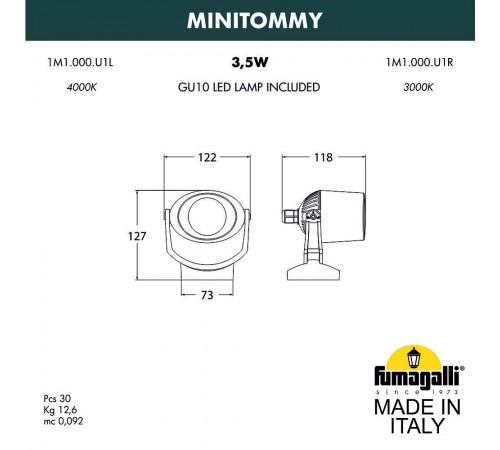Светильник на штанге Fumagalli 1M1.000.000.LXU1L Minitommy