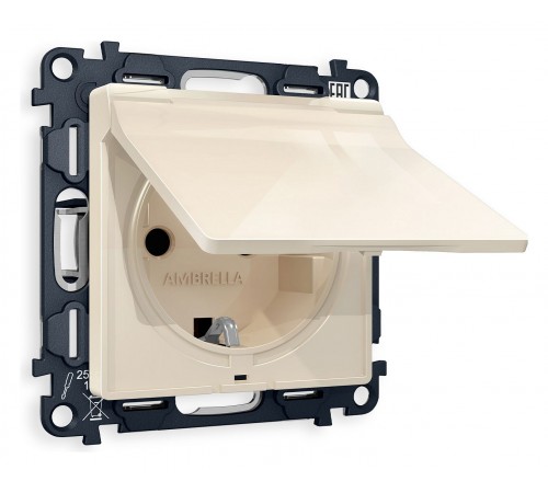 Розетка с заземлением и со шторкой, без рамки с крышкой Ambrella Volt MA308010 Quant