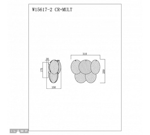 Бра iLamp W15617-2 CR+MULT Rivoli