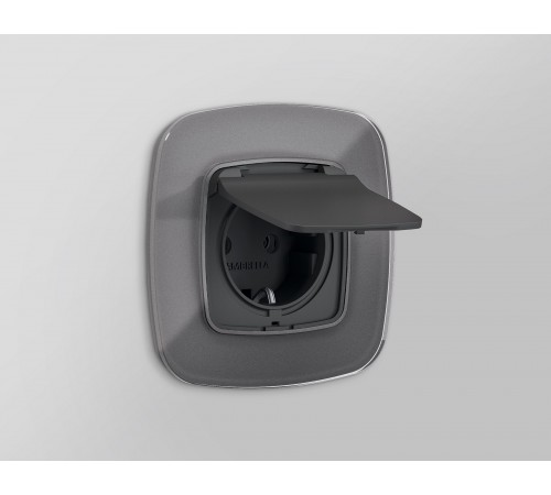 Накладка для розетки влагозащищенной с заземлением и со шторками с крышкой Ambrella Volt OP9080 Quant