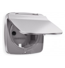 Накладка для розетки влагозащищенной с заземлением и со шторками с крышкой Ambrella Volt OP5080 Quant