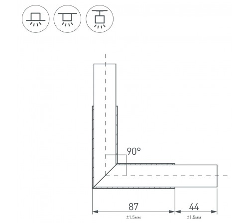 Соединитель угловой L-образный накладной Arlight 026133 KLUS