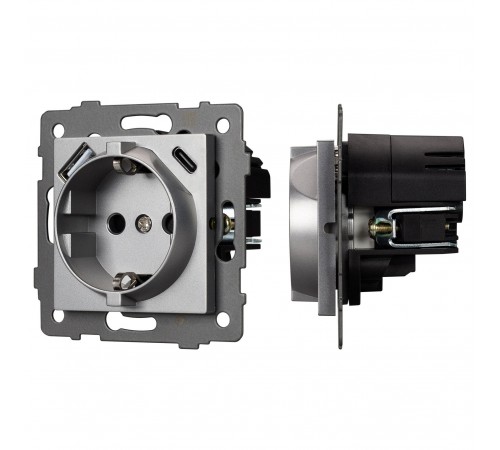 Розетка с заземлением и 2хUSB type A и C, без рамки Arlight 49831 SCT