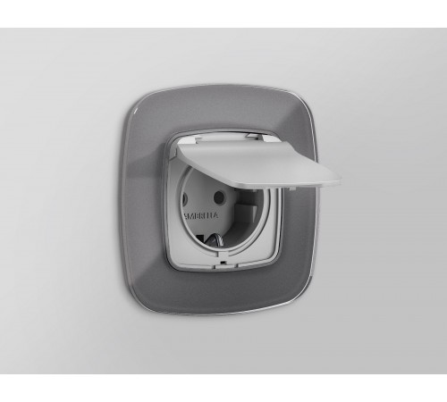 Накладка для розетки влагозащищенной с заземлением и со шторками с крышкой Ambrella Volt OP4080 Quant