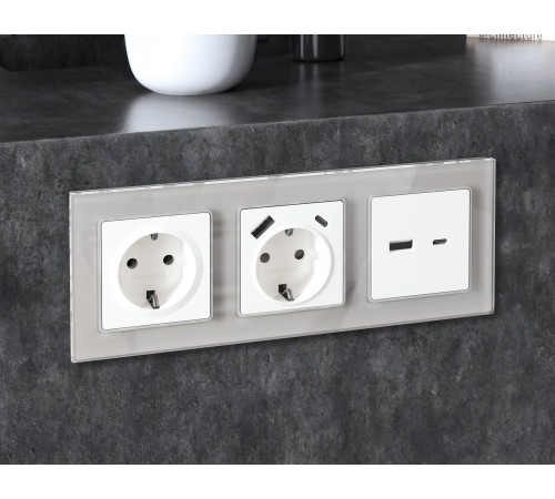 Рамка на 2 поста Ambrella Volt AF330402 Platos Стекло органическое