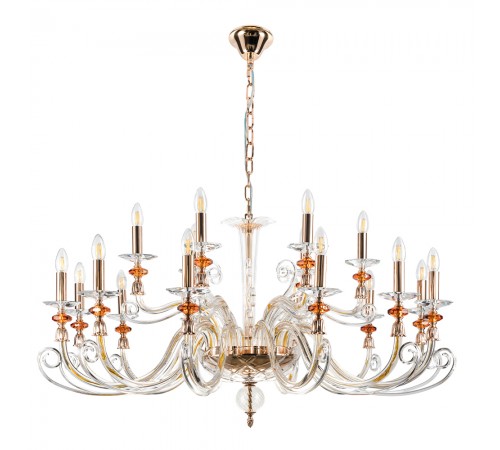 Люстра Crystal Lux CATARINA SP12+6 V2 GOLD/TRANSPARENT-COGNAC
