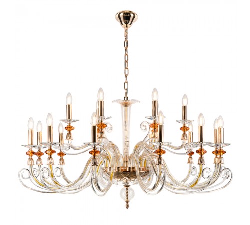 Люстра Crystal Lux CATARINA SP12+6 V2 GOLD/TRANSPARENT-COGNAC