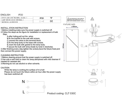 Светильник потолочный Crystal Lux CLT 030C WH