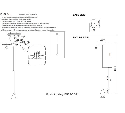 Светильник подвесной Crystal Lux ENERO SP1 CHROME