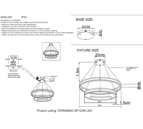 Люстра Crystal Lux FERNANDO SP123W LED  BLACK/GOLD