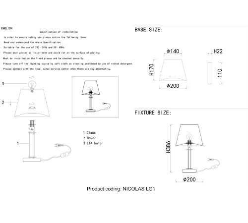 Настольная лампа Crystal Lux NICOLAS LG1 NICKEL/WHITE