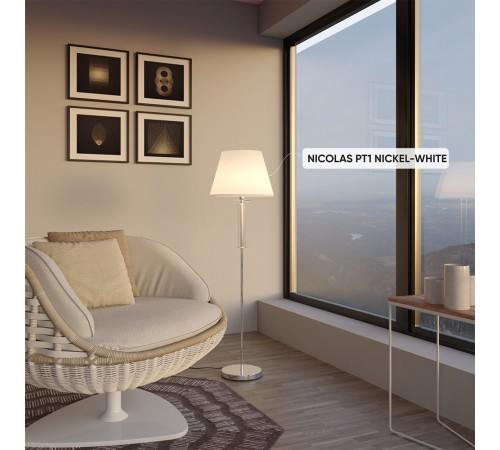 Торшер Crystal Lux NICOLAS PT1 NICKEL/WHITE