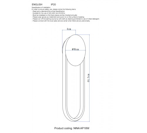 Бра Crystal Lux NINA AP18W LED BRASS