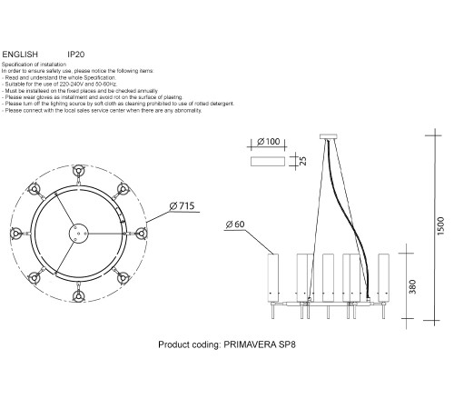 Люстра Crystal Lux PRIMAVERA SP8 GOLD