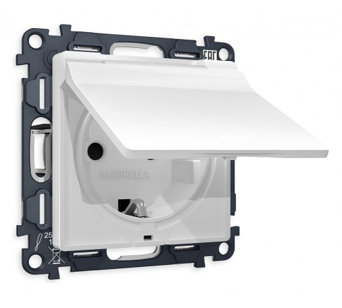 Розетка с заземлением и со шторкой, без рамки с крышкой Ambrella Volt MA128010 Quant