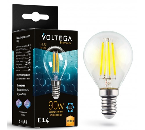 Лампа светодиодная Voltega 7221 Globe E14 9W Graphene
