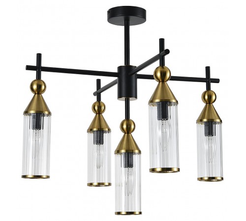 Люстра на штанге Indigo 13037/5R Black Torazzo