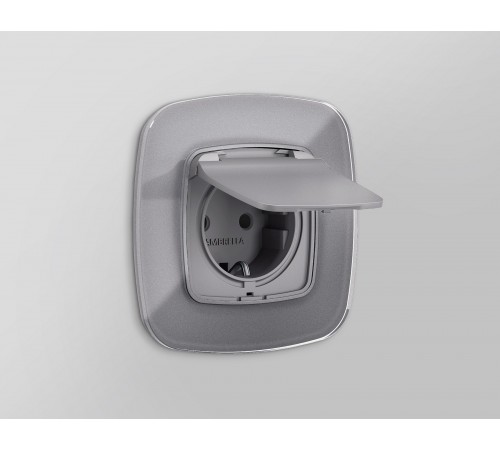 Накладка для розетки влагозащищенной с заземлением и со шторками с крышкой Ambrella Volt OP5080 Quant