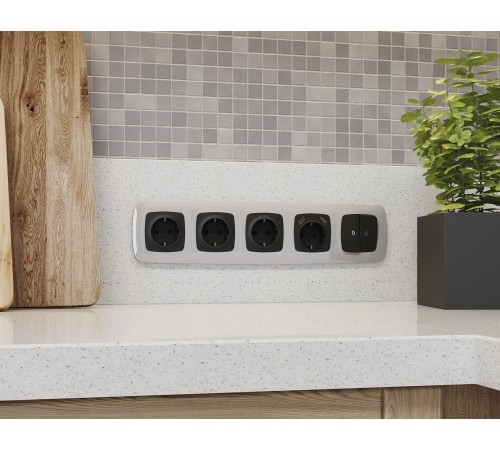 Накладка для розетки с заземлением и со шторками и 2хUSB type A Ambrella Volt OP8090 Quant