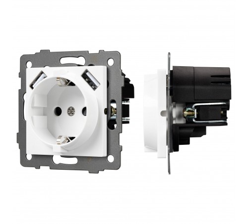 Розетка с заземлением и 2хUSB type A, без рамки Arlight 49818 SCT