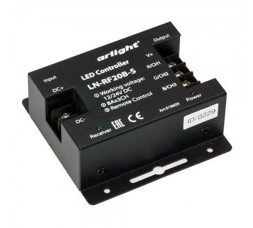 Контроллер-регулятор цвета RGB с пультом ДУ Arlight 018609 LN-RF20