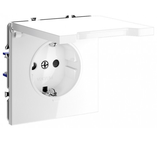 Розетка с заземлением и со шторкой, без рамки с крышкой Voltum VLS040301 S70