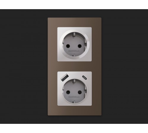 Розетка с заземлением и 2хUSB type A и C, без рамки Ambrella Volt MA410010 Quant