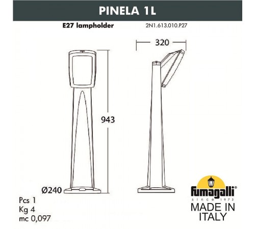 Наземный низкий светильник Fumagalli 2N1.613.010.WYF1R Germana