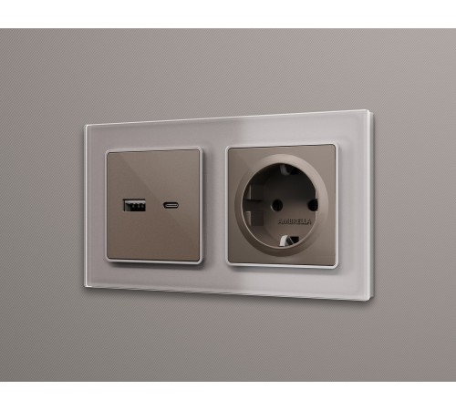 Накладка для розетки с заземлением и со шторками Ambrella Volt AP6370 Quant