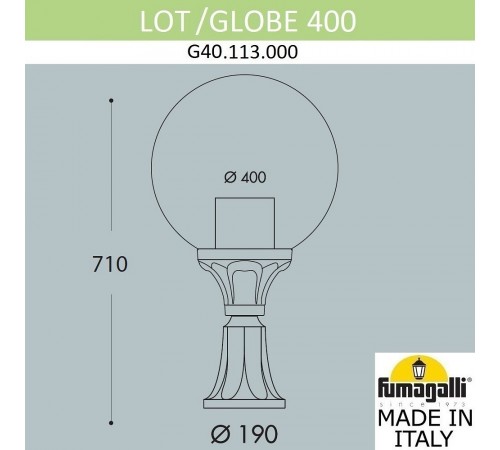 Наземный низкий светильник Fumagalli G40.113.000.AYE27 Globe 400