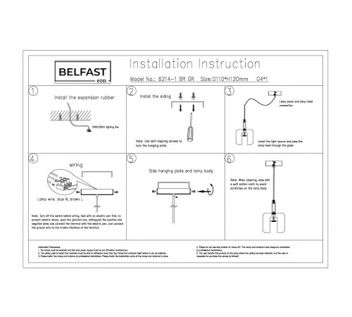 Подвесной светильник Belfast 6214-1 BR GR Pansy