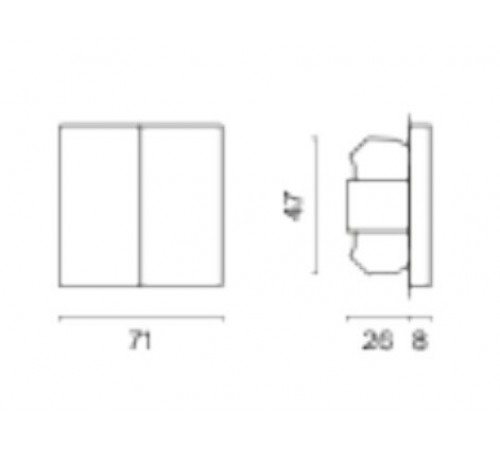 Выключатель двухклавишный без рамки Voltum VLS020105 S70