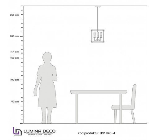 Люстра на штанге LUMINA DECO LDP 1140-4 BK+MD Waldorf