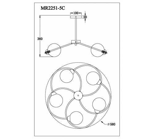 Люстра на штанге MyFar MR2251-5C Leticia