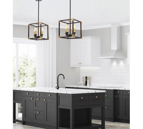 Люстра на штанге LUMINA DECO LDP 1140-4 BK+MD Waldorf